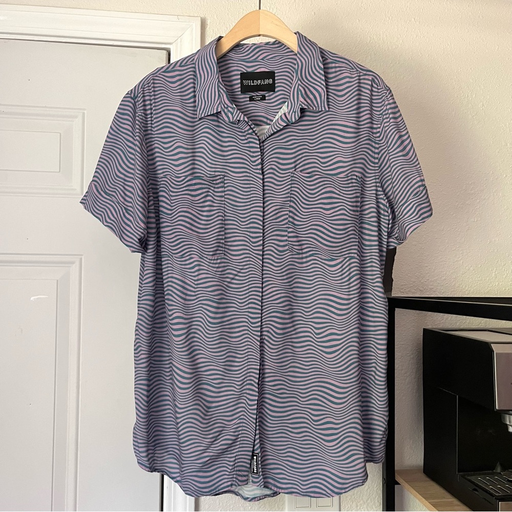 Wildfang Women's Blue Wave Button Down Shirt